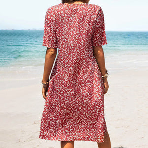 Round Neck Floral Beach Dress