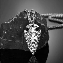 Load image into Gallery viewer, Odin&#39;s Spear Necklace with Vegvisir Symbol