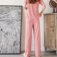 Load image into Gallery viewer, Comfortable Ice Silk Short-sleeved T-shirt Two-piece Set