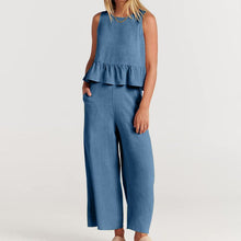 Load image into Gallery viewer, Women Sleeveless pleated tank top wide leg pants set