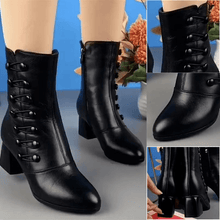Load image into Gallery viewer, Women Warm Side Butto Leather Ankle Boots
