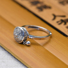 Load image into Gallery viewer, Buddhist Tibetan Prayer Wheel Ring OM Mantra Lotus Floral Ring