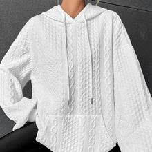 Load image into Gallery viewer, Drop Shoulder Kangaroo Pocket Textured Drawstring Hoodie
