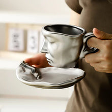 Load image into Gallery viewer, Metal touching face creative ceramic kiss Coffee cup