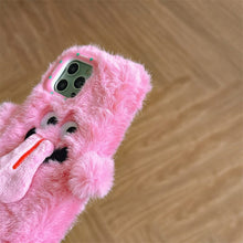 Load image into Gallery viewer, Funny Tongue Sticking Out Plush Mobile Phone Case For iPhone