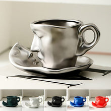 Load image into Gallery viewer, Metal touching face creative ceramic kiss Coffee cup