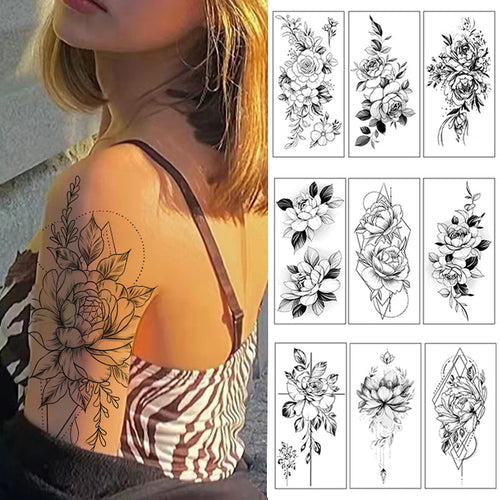 Sketch Flower Tattoo Stickers (10PCS)