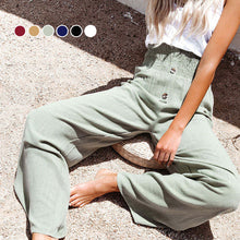 Load image into Gallery viewer, Cotton and Linen Elastic Wide Leg Pants