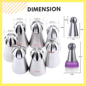 Stainless steel spout set for cupcakes and cake decoration