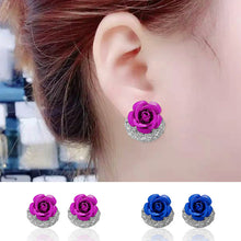 Load image into Gallery viewer, Blue Rose Stud Earrings