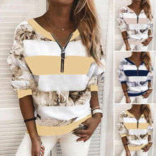 Load image into Gallery viewer, Printed V-Neck Pullover T-Shirt
