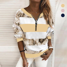 Load image into Gallery viewer, Printed V-Neck Pullover T-Shirt