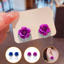 Load image into Gallery viewer, Blue Rose Stud Earrings