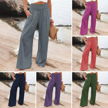 Load image into Gallery viewer, Casual Wide Leg Cotton and Linen Loose Trousers