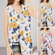Load image into Gallery viewer, Loose Floral Print V-Neck Tank Top T-Shirt
