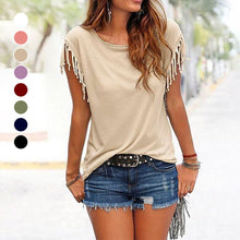 Load image into Gallery viewer, Crew Neck Fringe T-Shirt
