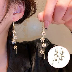 Flower Long Tassel Earrings