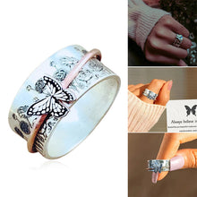 Load image into Gallery viewer, Butterflies Silver Spinner Ring