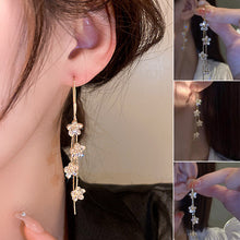 Load image into Gallery viewer, Flower Long Tassel Earrings