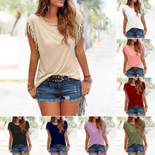 Load image into Gallery viewer, Crew Neck Fringe T-Shirt