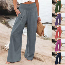 Load image into Gallery viewer, Casual Wide Leg Cotton and Linen Loose Trousers