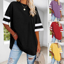 Load image into Gallery viewer, Loose Crew Neck Contrast T-Shirt