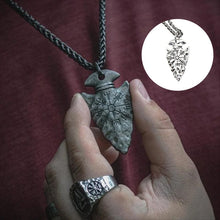 Load image into Gallery viewer, Odin&#39;s Spear Necklace with Vegvisir Symbol