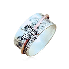 Load image into Gallery viewer, Butterflies Silver Spinner Ring