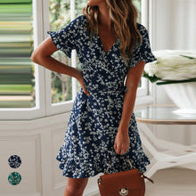 Load image into Gallery viewer, Floral V-Neck Tie Dress
