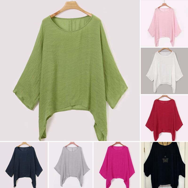 Solid Color Batwing Casual Loose T-shirt