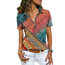 Load image into Gallery viewer, Bohemian West Ethnic Zip Short Sleeve T-Shirt