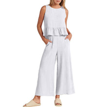 Load image into Gallery viewer, Women Sleeveless pleated tank top wide leg pants set
