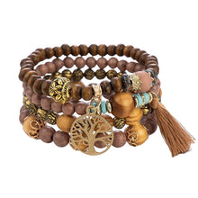 Load image into Gallery viewer, Boho Multilayer Wood Beaded Bracelet