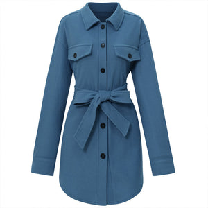 Fashionable Tie Wool Coat