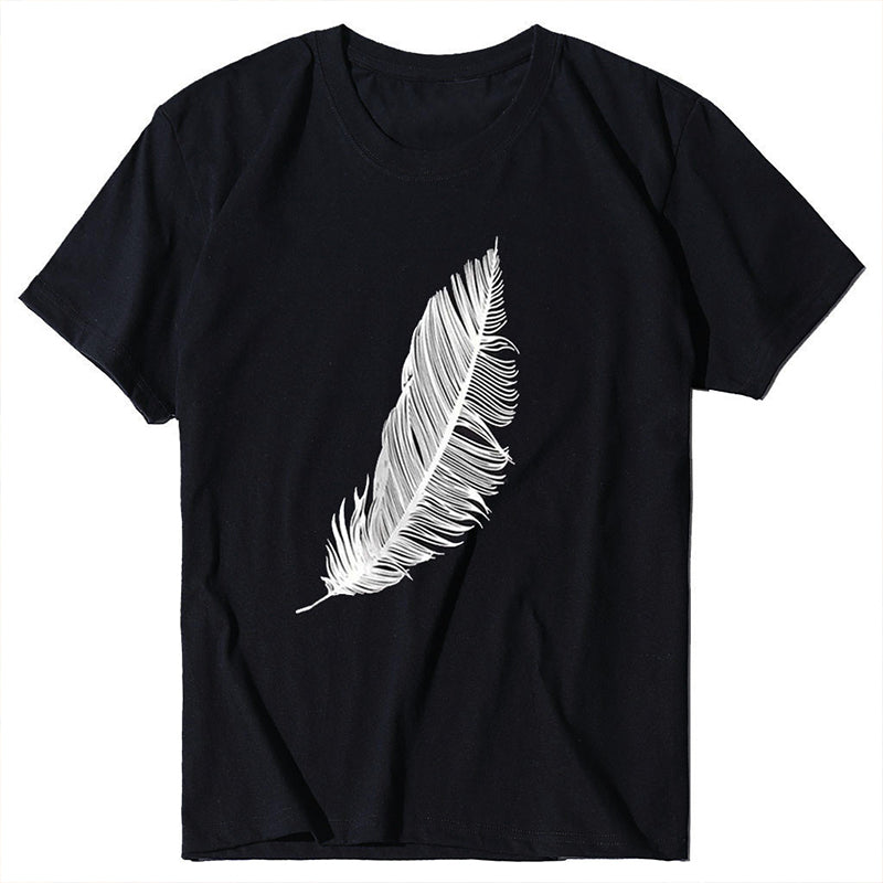 Feather Print Short Sleeve T-Shirt