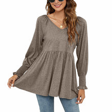 Load image into Gallery viewer, V-Neck Puff Long Sleeve T-Shirt