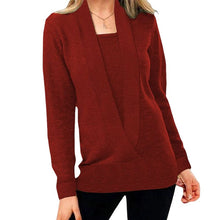 Load image into Gallery viewer, Women&#39;s V Neck Long Sleeve Knit Sweater