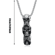 Load image into Gallery viewer, Speak No Evil, Hear No Evil, See No Evil Skulls Necklace For Men