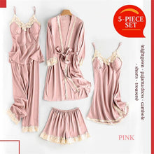 Load image into Gallery viewer, Soft Comfortable Ice Silk Lace Pajamas
