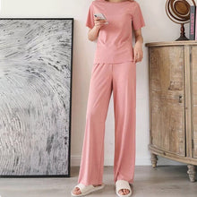 Load image into Gallery viewer, Comfortable Ice Silk Short-sleeved T-shirt Two-piece Set