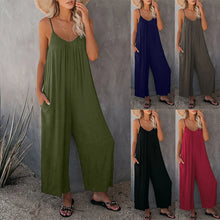 Load image into Gallery viewer, Loose Sleeveless Strap Stretchy Jumpsuit