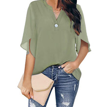 Load image into Gallery viewer, Casual V-neck Button Chiffon Short-sleeved Top