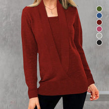 Load image into Gallery viewer, Women&#39;s V Neck Long Sleeve Knit Sweater
