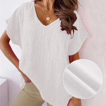 Load image into Gallery viewer, V-neck Cotton and Linen Shirt