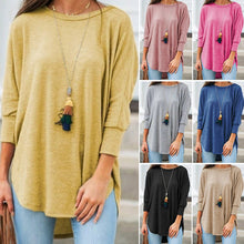 Load image into Gallery viewer, Loose Crew Neck Hem Irregular Solid Color T-Shirt