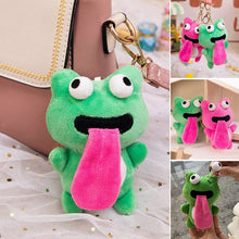 Load image into Gallery viewer, Cute Plush Animal Keychain Sticking out Tongue Frog