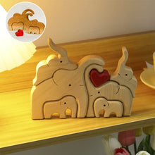 Load image into Gallery viewer, Wooden Elephant Family Puzzle