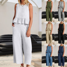 Load image into Gallery viewer, Women Sleeveless pleated tank top wide leg pants set