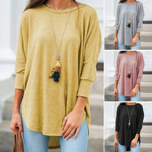 Load image into Gallery viewer, Loose Crew Neck Hem Irregular Solid Color T-Shirt
