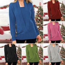 Load image into Gallery viewer, Women&#39;s V Neck Long Sleeve Knit Sweater